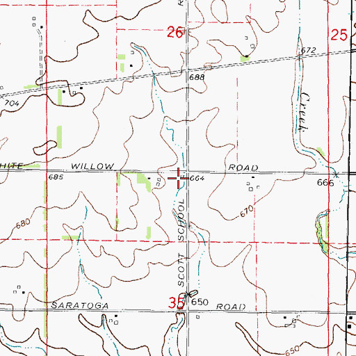 Topographic Map of Scott School (historical), IL