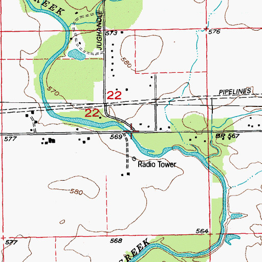 Topographic Map of Shurtliffe Bridge, IL