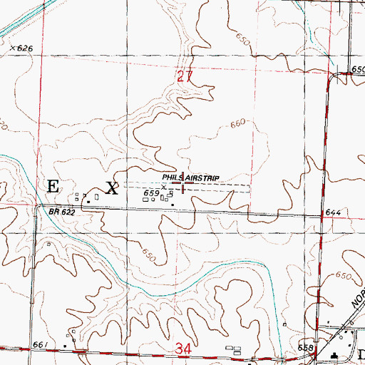 Topographic Map of Phils Airstrip (historical), IL