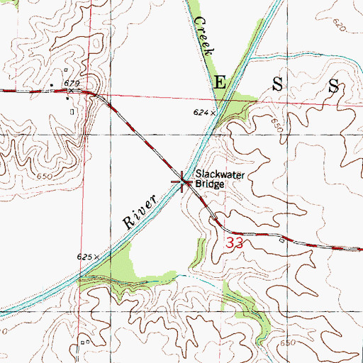 Topographic Map of Slackwater Bridge, IL