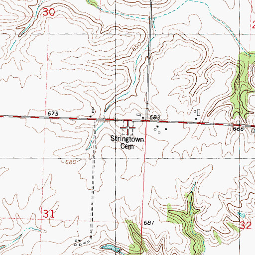 Topographic Map of Stringtown Cemetery, IL