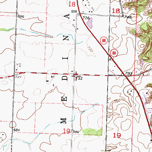 Topographic Map of Banner School (historical), IL