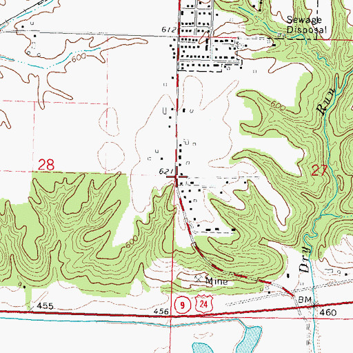 Topographic Map of Bateman School (historical), IL