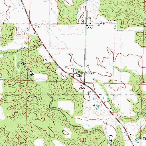 Topographic Map of Blue Ridge Church, IL