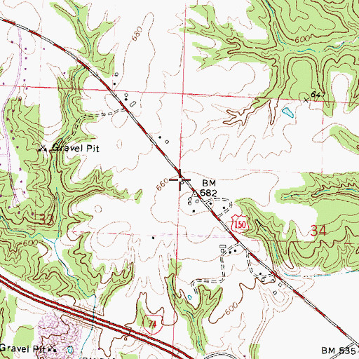 Topographic Map of Bramble School (historical), IL
