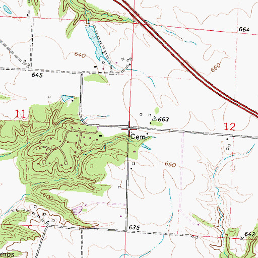 Topographic Map of Brown School (historical), IL