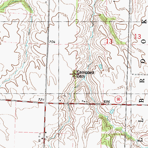 Topographic Map of Campbell Cemetery, IL