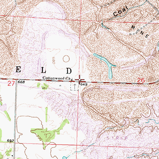 Topographic Map of Cottonwood School (historical), IL