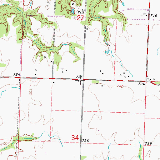Topographic Map of Dewey School (historical), IL