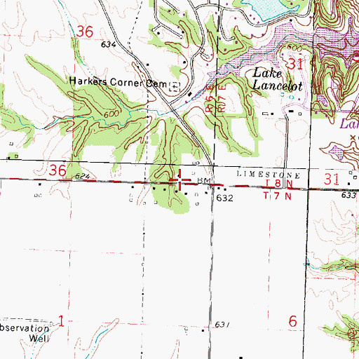 Topographic Map of Harkers Corners School (historical), IL