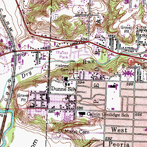 Topographic Map of Hebrew Cemetery, IL