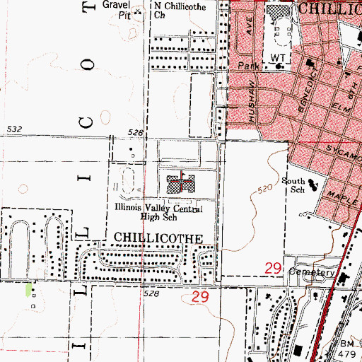 Topographic Map of Illinois Valley Central High School, IL