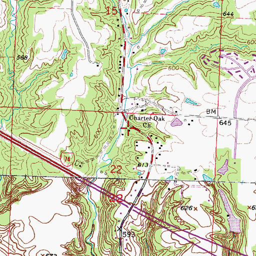 Topographic Map of Lucky Strike Mine, IL