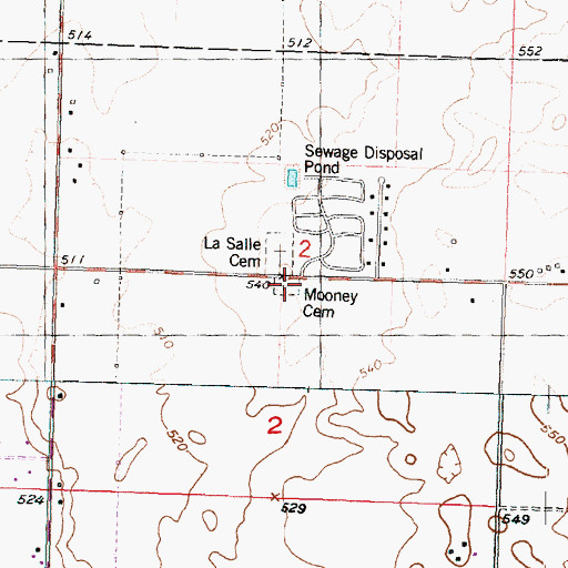 Topographic Map of Mooney Cemetery, IL