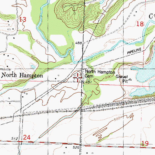 Topographic Map of North Hampton Cemetery, IL