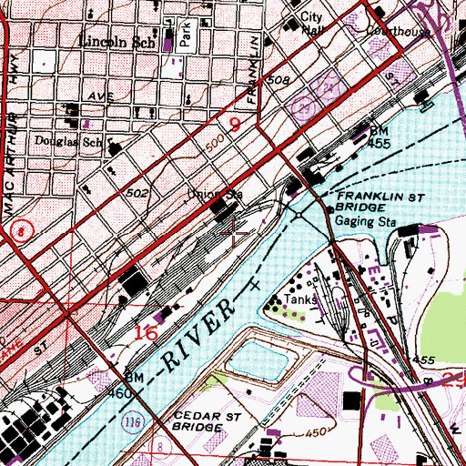 Topographic Map of Peoria Post Office, IL