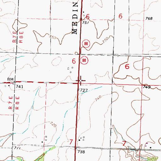Topographic Map of Rice School (historical), IL