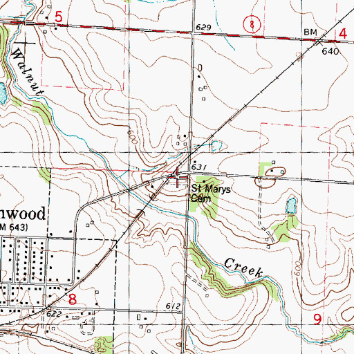 Topographic Map of Saint Marys Cemetery, IL