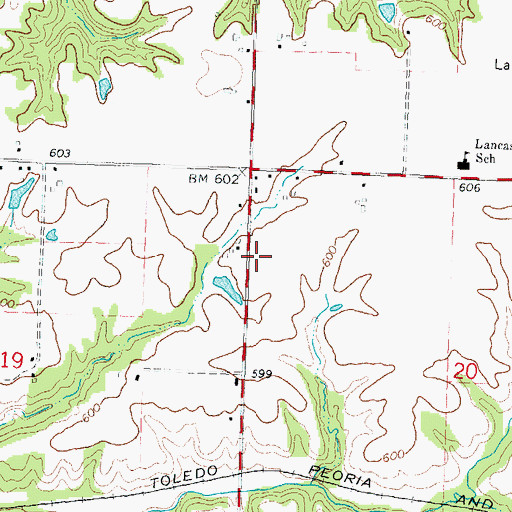 Topographic Map of Scoville School (historical), IL