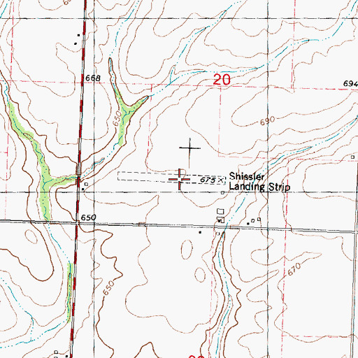 Topographic Map of Shissler Landing Strip (historical), IL