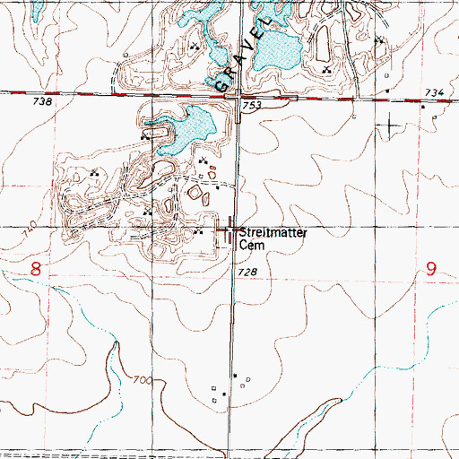 Topographic Map of Streitmatter Cemetery, IL