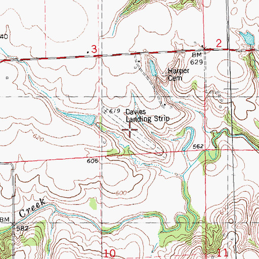 Topographic Map of Davies Landing Strip (historical), IL