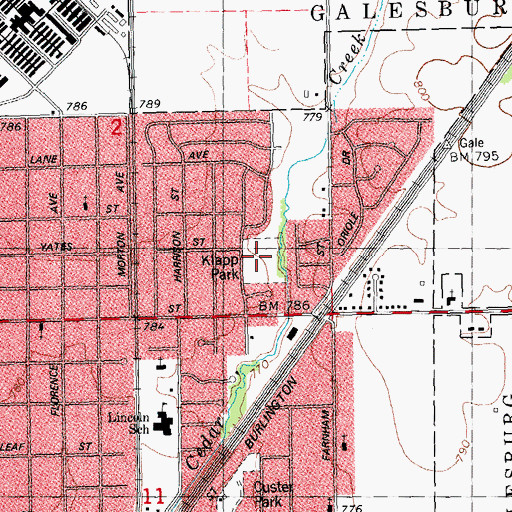 Topographic Map of Klapp Park, IL
