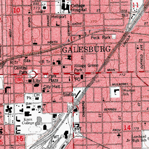 Topographic Map of Village Green Park, IL