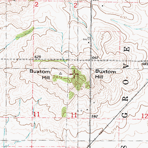 Topographic Map of Buxtom Hill, IL