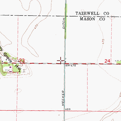 Topographic Map of Hickory Grove School (historical), IL