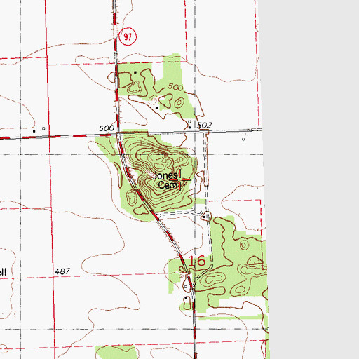 Topographic Map of Jones Cemetery, IL