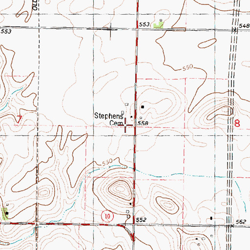 Topographic Map of Stephen's Cemetery, IL