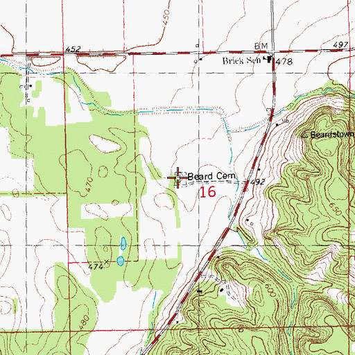 Topographic Map of Beard Cemetery, IL
