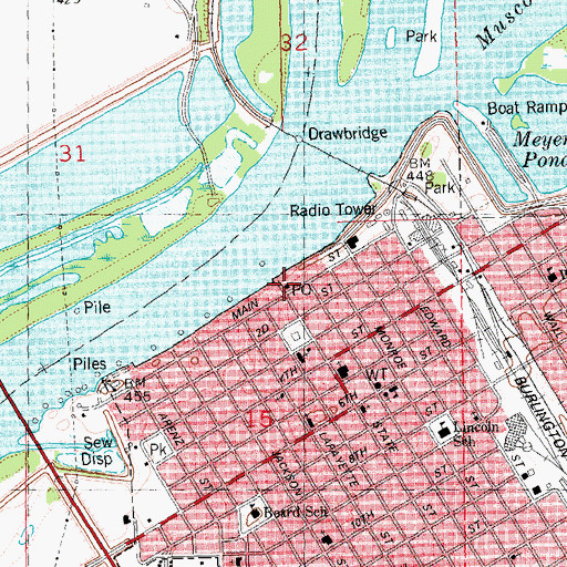 Topographic Map of Beardstown Post Office, IL