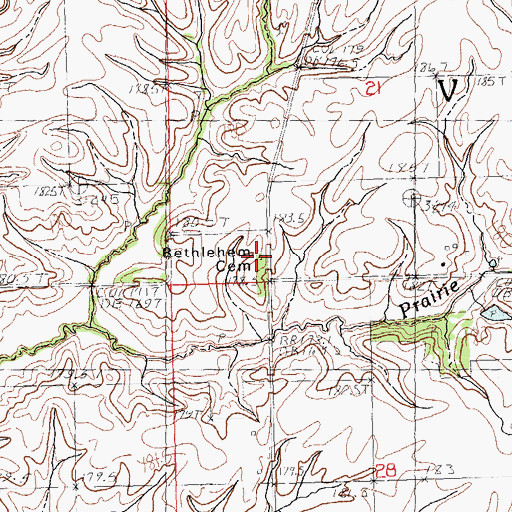 Topographic Map of Bethlehem Cemetery, IL