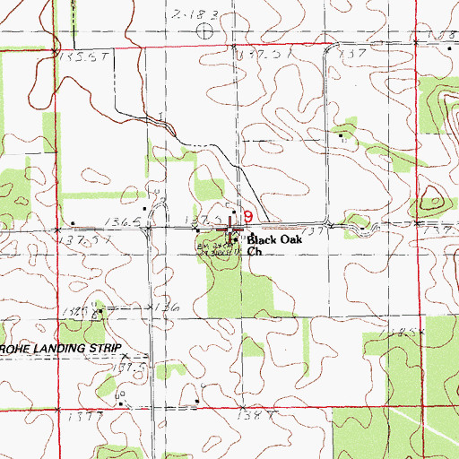 Topographic Map of Black Oak Church, IL