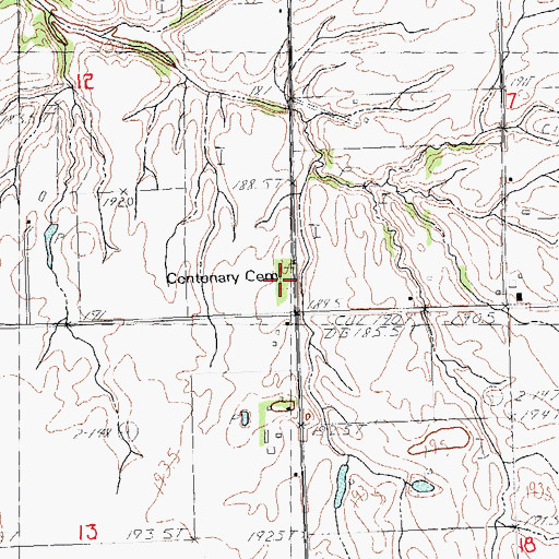 Topographic Map of Centenary Cemetery, IL