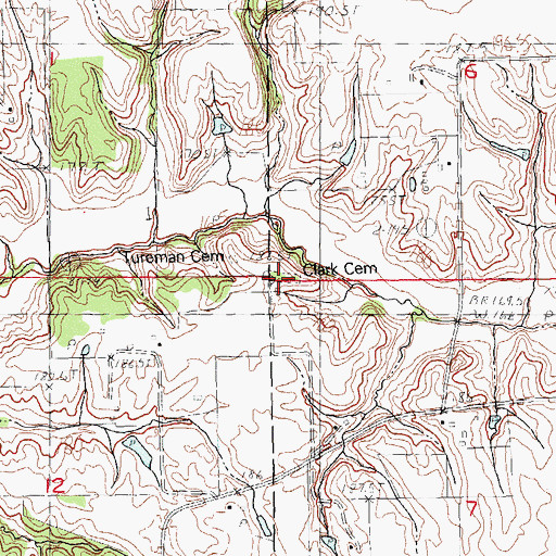 Topographic Map of Clark Cemetery, IL