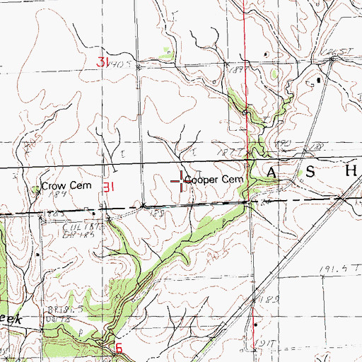 Topographic Map of Cooper Cemetery, IL