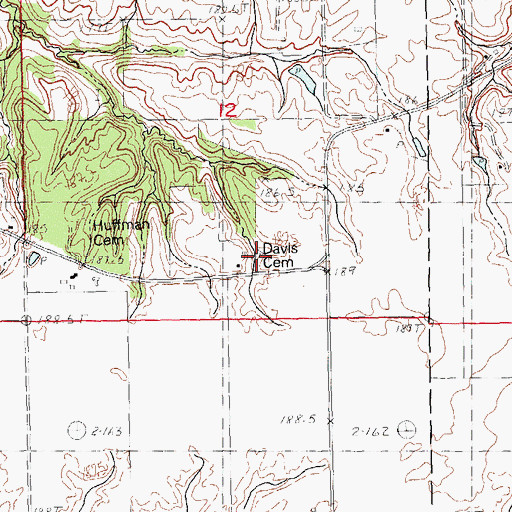 Topographic Map of James Davis Cemetery, IL