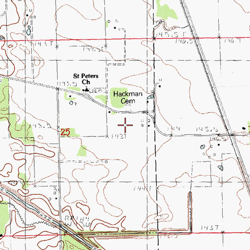 Topographic Map of Hackman Cemetery, IL
