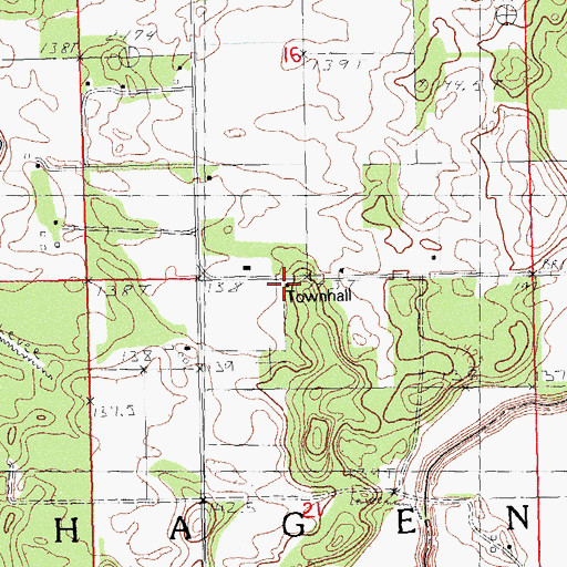 Topographic Map of Hagener Townhall, IL