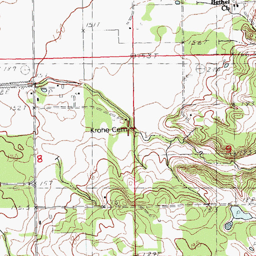 Topographic Map of Krohe Cemetery, IL
