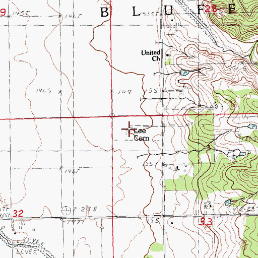 Topographic Map of Lee Cemetery, IL