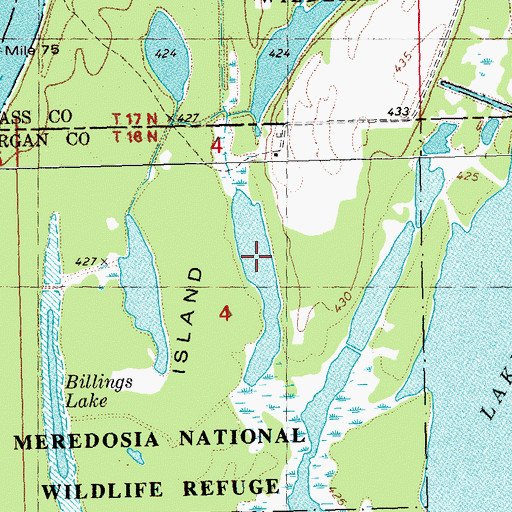 Topographic Map of Meredosia National Wildlife Refuge, IL