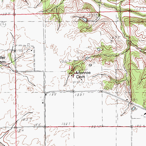 Topographic Map of Monroe Cemetery, IL