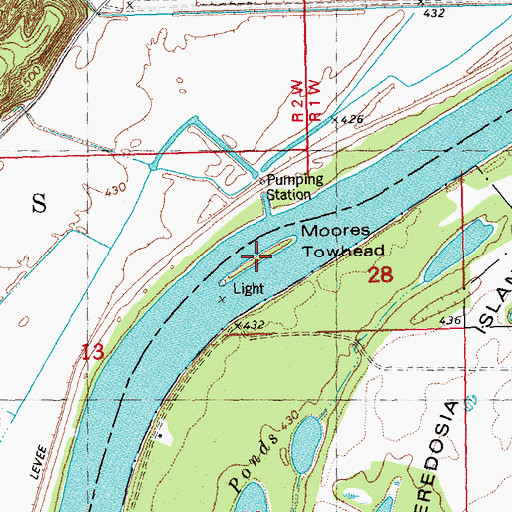 Topographic Map of Moores Towhead, IL
