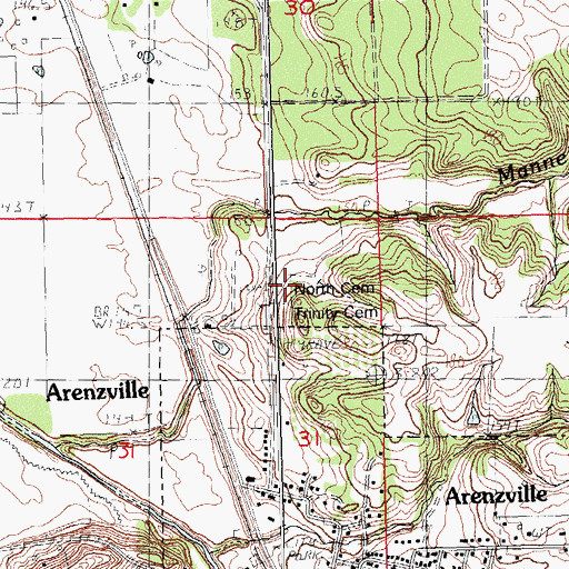 Topographic Map of Arenzville City North Cemetery, IL