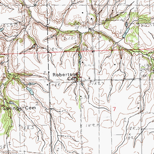 Topographic Map of John Robertson Cemetery, IL