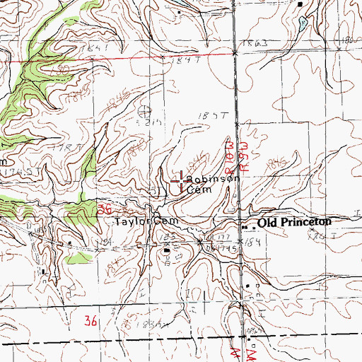 Topographic Map of Robinson Cemetery, IL